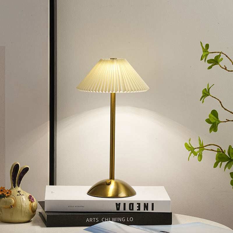 Ellis | Cordless Table Lamp, Rechargeable Pleated Shade Lamp, Dimmable, 8 Colors