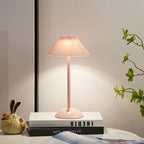 Ellis | Cordless Table Lamp, Rechargeable Pleated Shade Lamp, Dimmable, 8 Colors