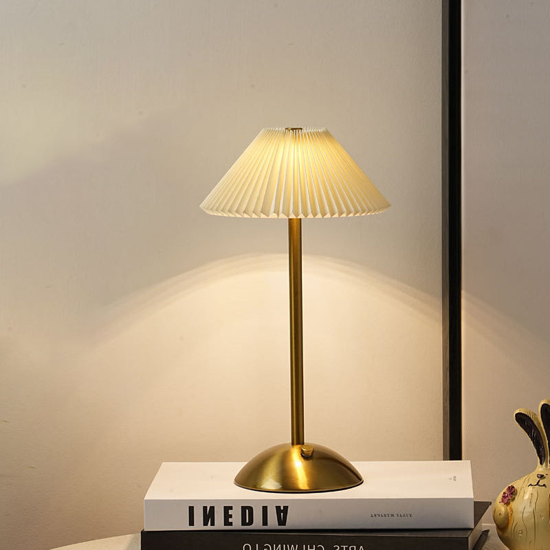 Ellis | Cordless Table Lamp, Rechargeable Pleated Shade Lamp, Dimmable, 8 Colors