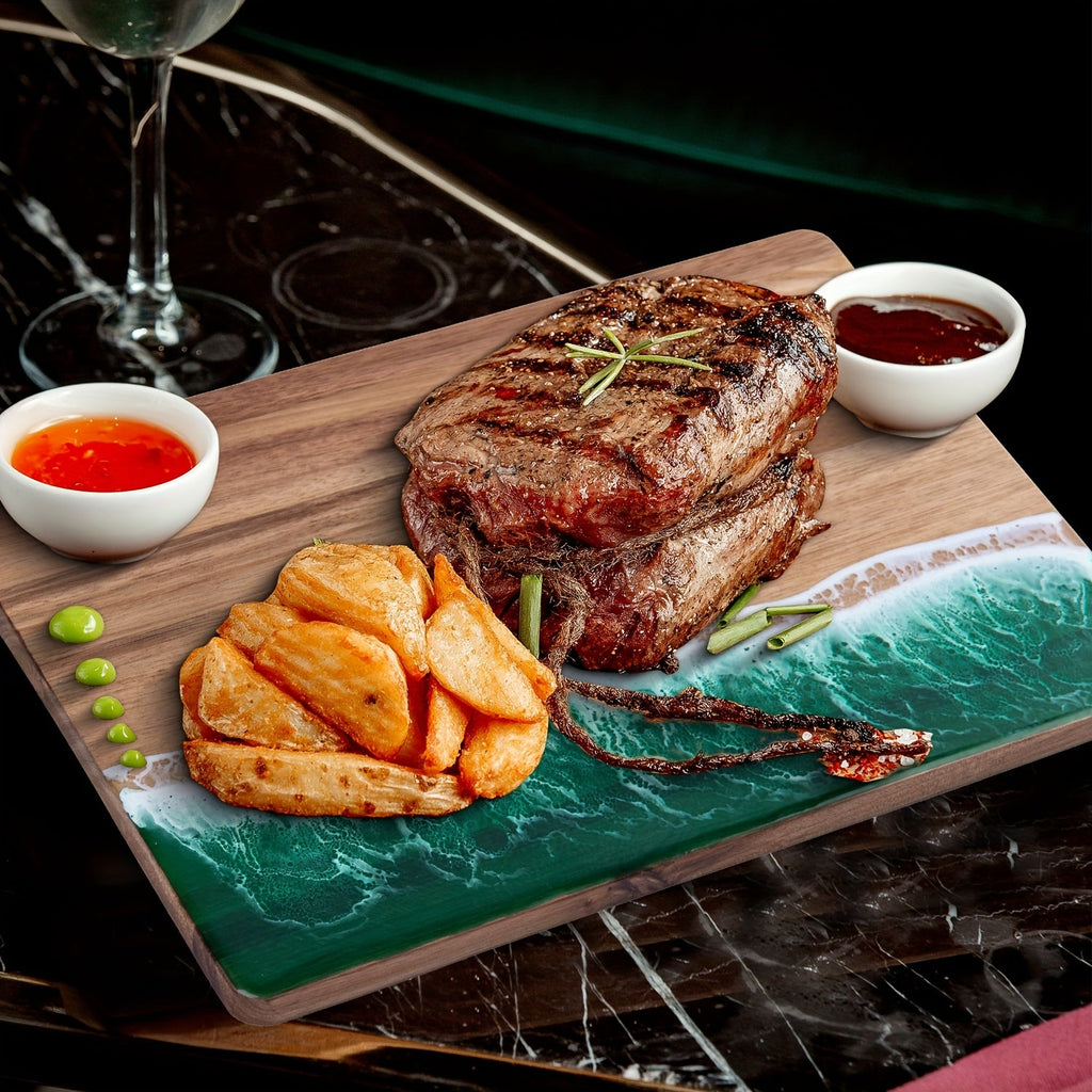 Wave | Resin Acacia Cutting Board, Ocean Wave Epoxy Charcuterie Board, Cheese and Serving Board