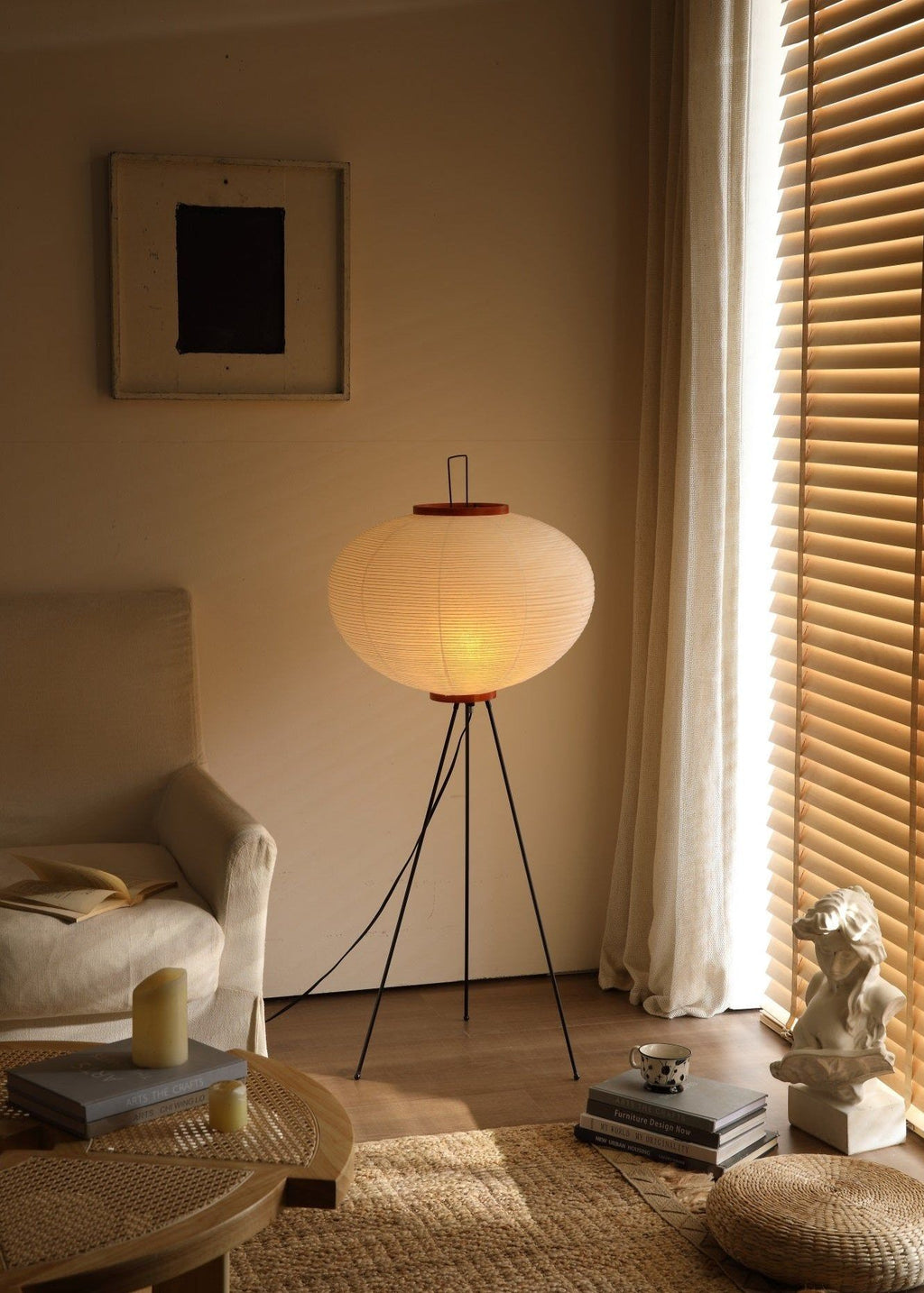 Rice Paper | Floor Lamp, Japanese Paper Lantern Standing Lamp, Japandi Floor Light for Living Room