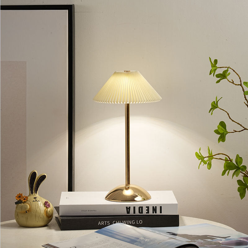 Ellis | Cordless Table Lamp, Rechargeable Pleated Shade Lamp, Dimmable, 8 Colors