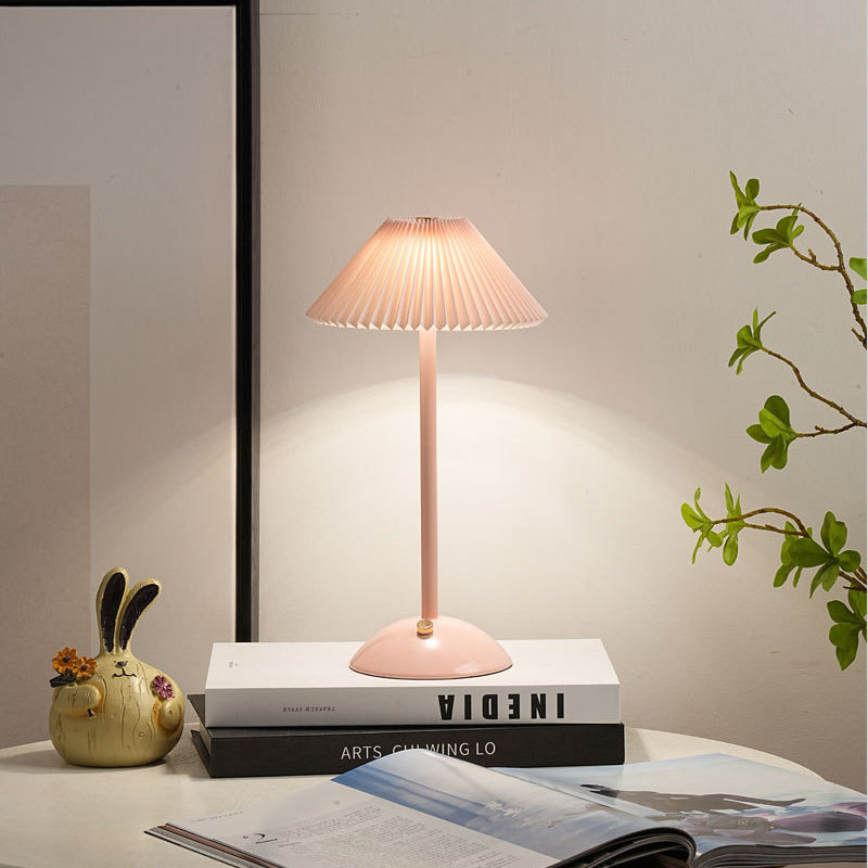 Ellis | Cordless Table Lamp, Rechargeable Pleated Shade Lamp, Dimmable, 8 Colors