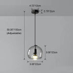 Mist | Smoke Glass Dome Pendant Light, Hand Blown Hanging Lamp for Kitchen Island and Dining Room