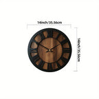 Heritage | Large Wooden Wall Clock, Roman Numeral Silent Clock, Rustic Farmhouse Clock for Living Room