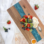 Lagoon | Resin River Cutting Board, Acacia Wood Charcuterie and Cheese Board, Epoxy Serving Board