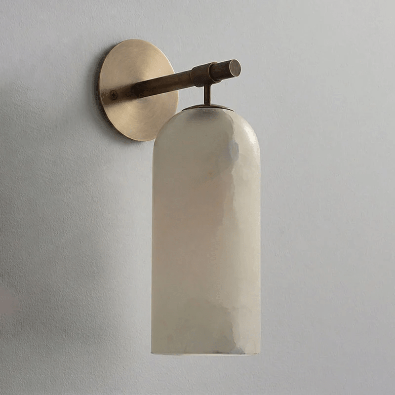 Corinth | Alabaster Wall Sconce, Cylinder Stone Wall Light in Gold, Bronze or Nickel