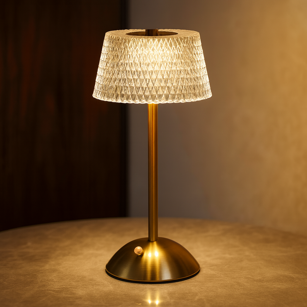 Verona | Cordless Faceted Crystal Table Lamp for Dining and Bedside