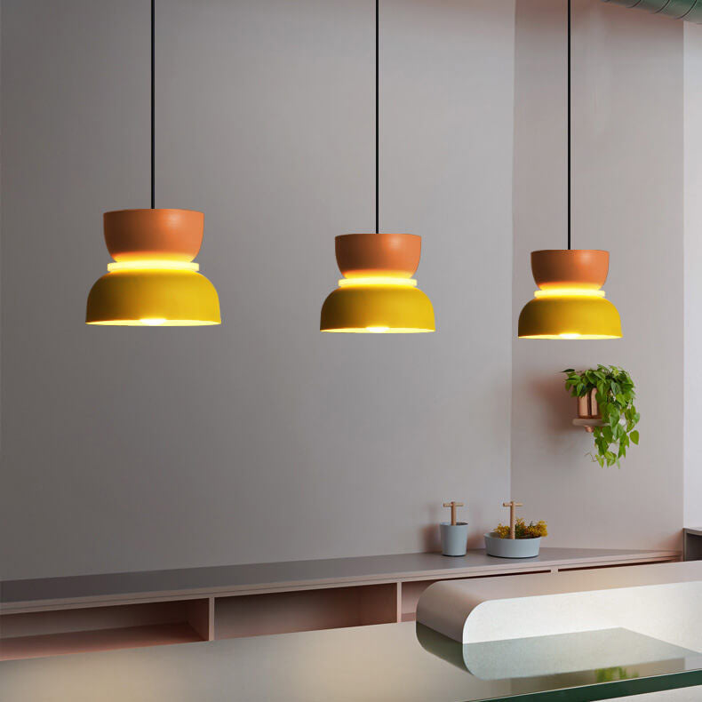 Sorbet | Colorful Pendant Light, Two Tone Metal Dome Hanging Lamp for Kitchen Island and Dining Room