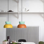 Sorbet | Colorful Pendant Light, Two Tone Metal Dome Hanging Lamp for Kitchen Island and Dining Room