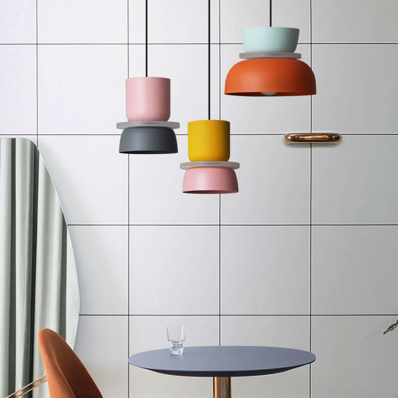 Sorbet | Colorful Pendant Light, Two Tone Metal Dome Hanging Lamp for Kitchen Island and Dining Room