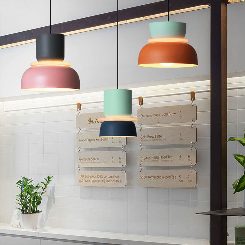 Sorbet | Colorful Pendant Light, Two Tone Metal Dome Hanging Lamp for Kitchen Island and Dining Room