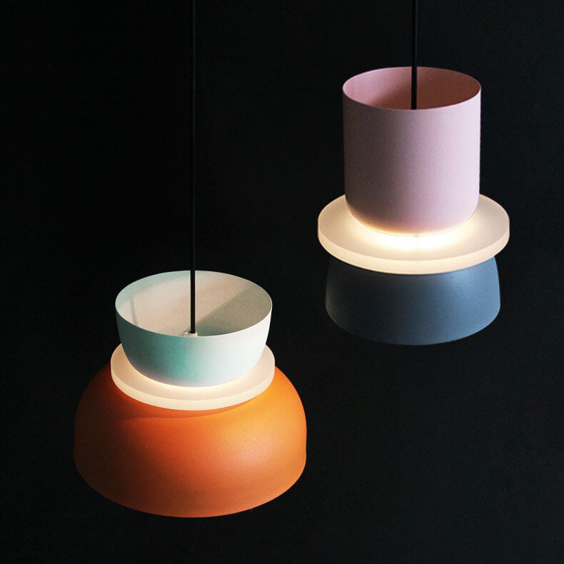 Sorbet | Colorful Pendant Light, Two Tone Metal Dome Hanging Lamp for Kitchen Island and Dining Room
