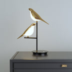Wren | Bird Table Lamp, Gold LED Desk Lamp with Two Birds, Modern Nordic Bedside Lamp