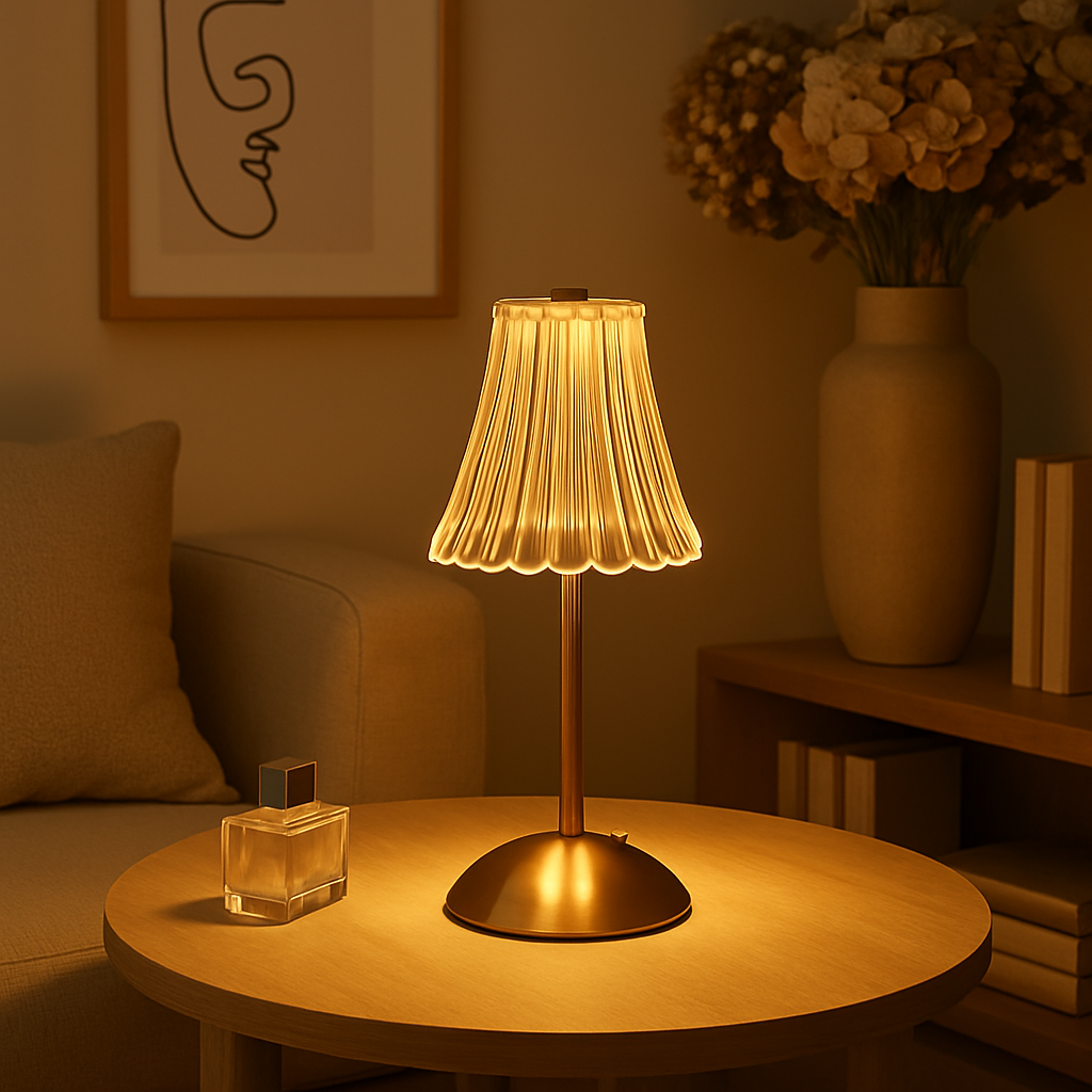 Vienna | Cordless Crystal Table Lamp, Gold Bedside and Dining Lamp
