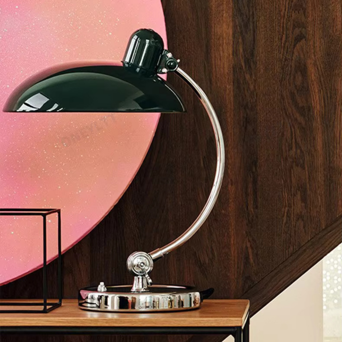 Cupola | Bauhaus Desk Lamp, Curved Arm Dome Table Lamp, Retro Chrome Reading Lamp for Office