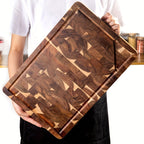 Grove | End Grain Cutting Board, Large Acacia Wood Butcher Block with Juice Groove, Chopping Board
