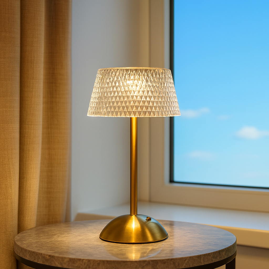 Verona | Cordless Faceted Crystal Table Lamp for Dining and Bedside