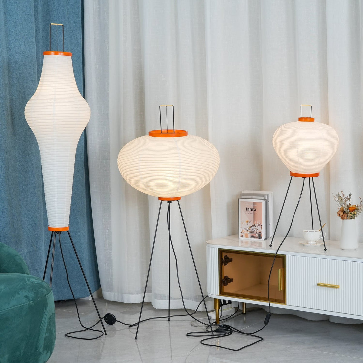 Rice Paper | Floor Lamp, Japanese Paper Lantern Standing Lamp, Japandi Floor Light for Living Room
