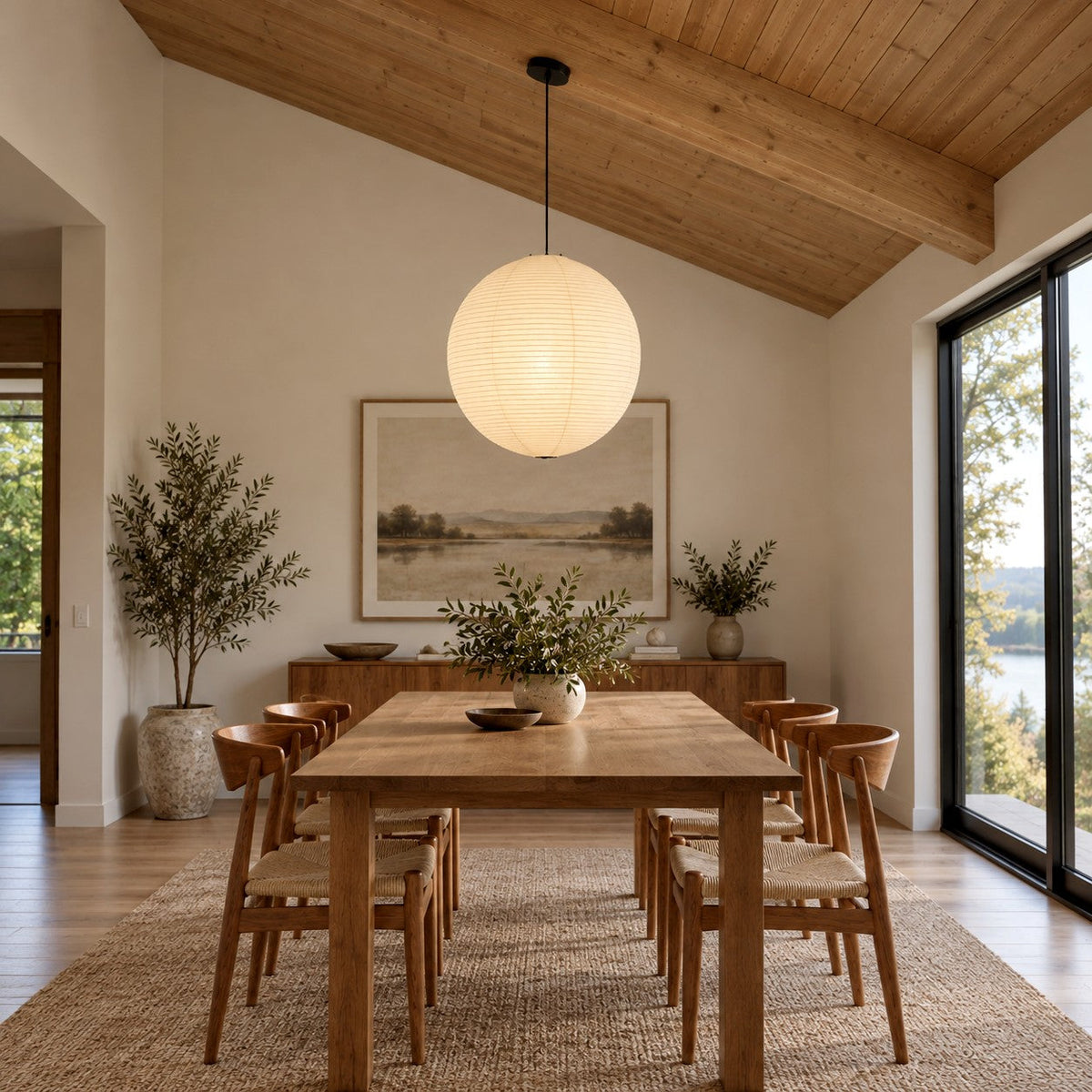Tsuki | Paper Lantern Pendant Light, Japanese Washi Globe Hanging Lamp, 11 Sizes