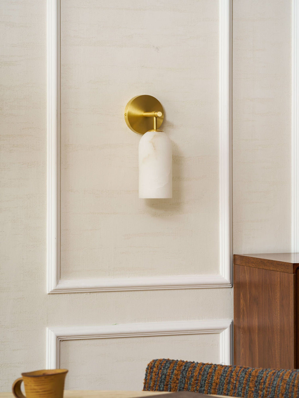 Corinth | Alabaster Wall Sconce, Cylinder Stone Wall Light in Gold, Bronze or Nickel