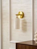 Corinth | Alabaster Wall Sconce, Cylinder Stone Wall Light in Gold, Bronze or Nickel