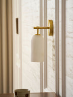 Corinth | Alabaster Wall Sconce, Cylinder Stone Wall Light in Gold, Bronze or Nickel