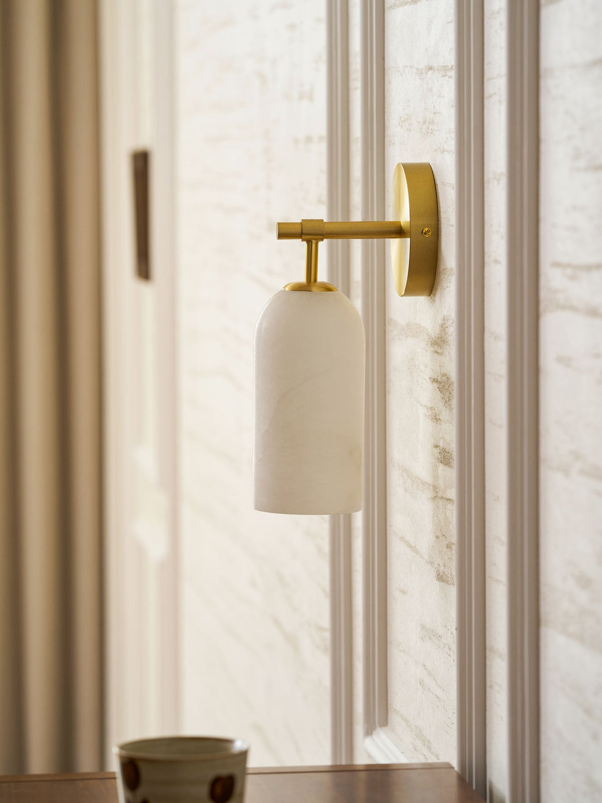 Corinth | Alabaster Wall Sconce, Cylinder Stone Wall Light in Gold, Bronze or Nickel