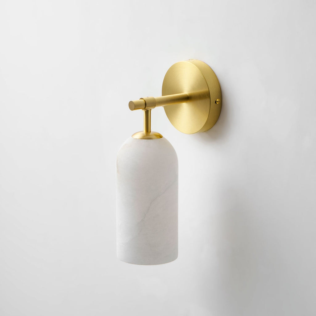 Corinth | Alabaster Wall Sconce, Cylinder Stone Wall Light in Gold, Bronze or Nickel