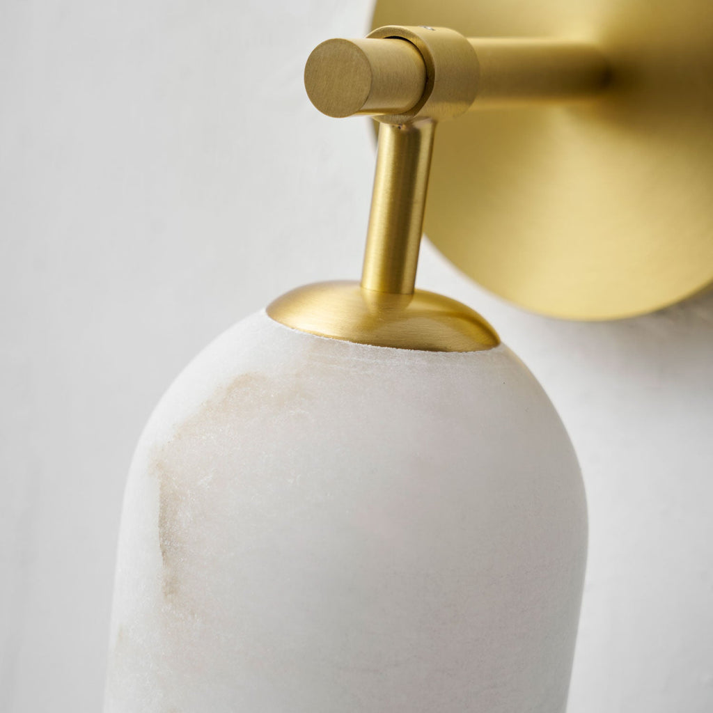 Corinth | Alabaster Wall Sconce, Cylinder Stone Wall Light in Gold, Bronze or Nickel