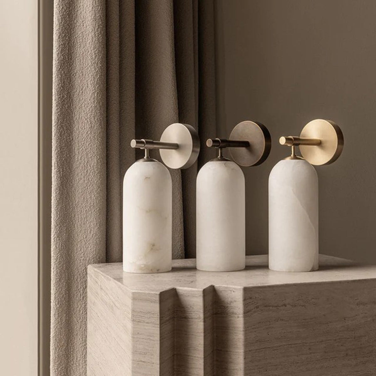 Corinth | Alabaster Wall Sconce, Cylinder Stone Wall Light in Gold, Bronze or Nickel