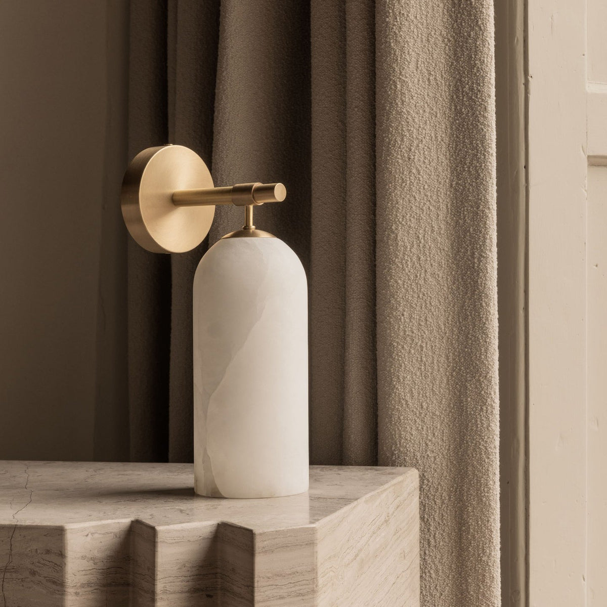 Corinth | Alabaster Wall Sconce, Cylinder Stone Wall Light in Gold, Bronze or Nickel