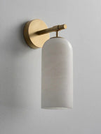 Corinth | Alabaster Wall Sconce, Cylinder Stone Wall Light in Gold, Bronze or Nickel
