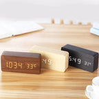 Timber | Wooden Digital Alarm Clock, LED Desk Clock with Temperature, Bedside Clock for Bedroom