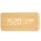 Timber | Wooden Digital Alarm Clock, LED Desk Clock with Temperature, Bedside Clock for Bedroom