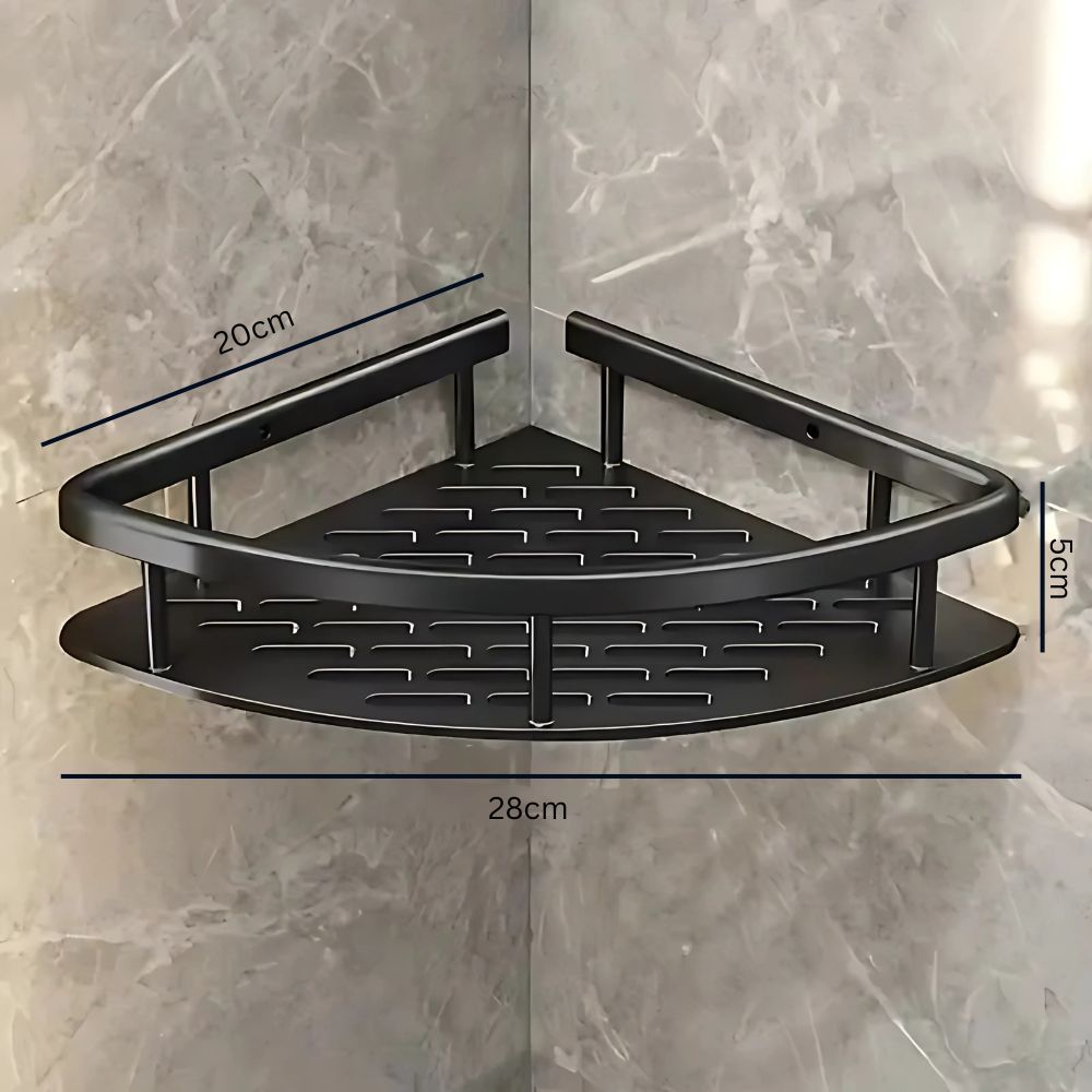 Aluma Curve | Aluminum Shower Caddy Shelf, Adhesive No Drill Bathroom Organizer, Rustproof Wall Mounted Shower Rack