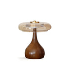 Andi | Glass Mushroom Table Lamp, Walnut Wood Bedside Lamp, 3 Color Plug In Desk Lamp