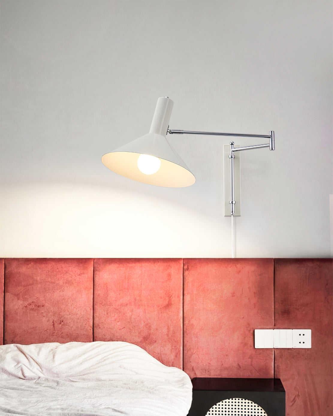 Anvia | Plug In Wall Lamp, Adjustable Arm Cone Wall Sconce for Bedroom and Reading Nook