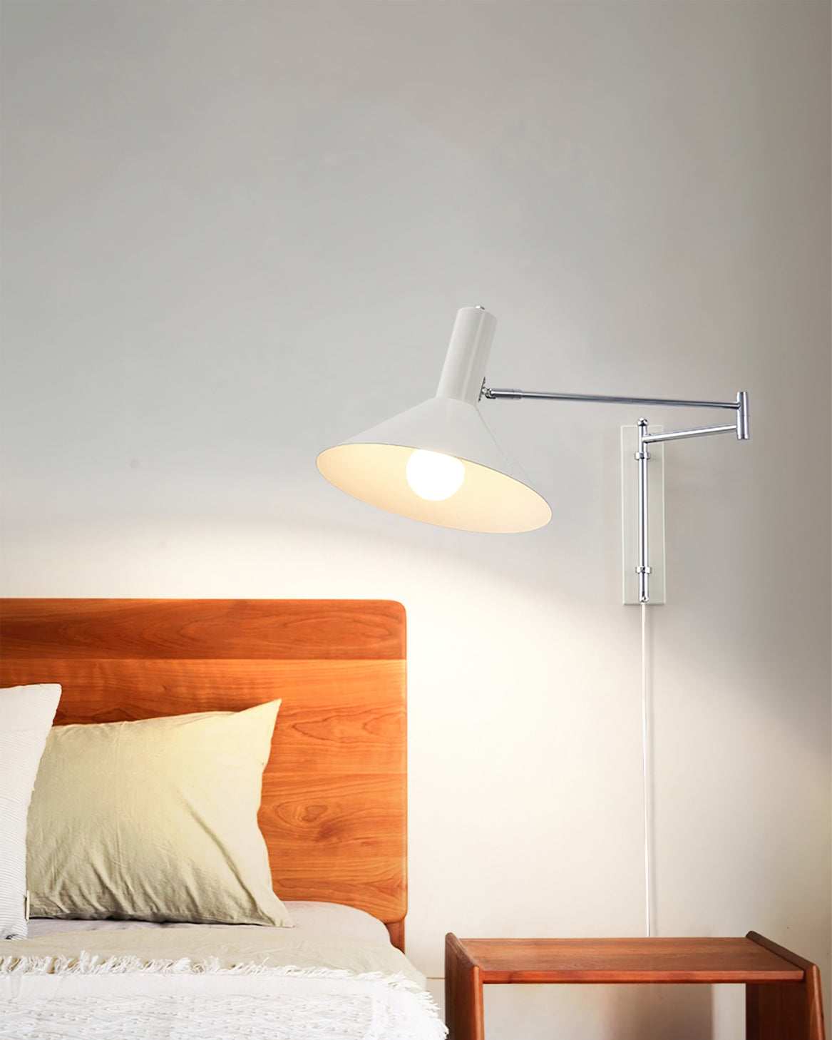 Anvia | Plug In Wall Lamp, Adjustable Arm Cone Wall Sconce for Bedroom and Reading Nook