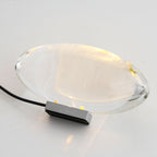 Ova | Crystal Glass Table Lamp, Oval Stone LED Accent Lamp, Sunset Projection Light for Bedroom