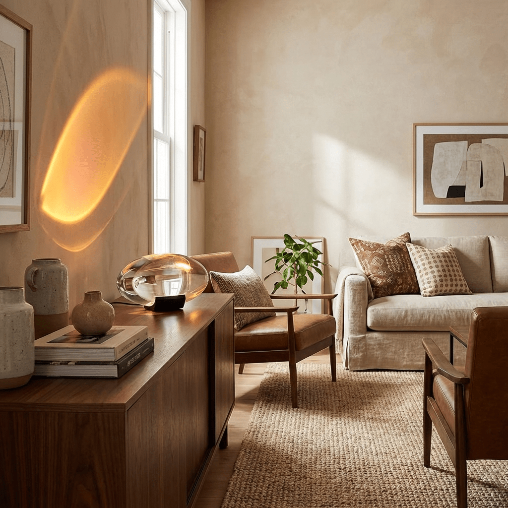 Ova | Crystal Glass Table Lamp, Oval Stone LED Accent Lamp, Sunset Projection Light for Bedroom