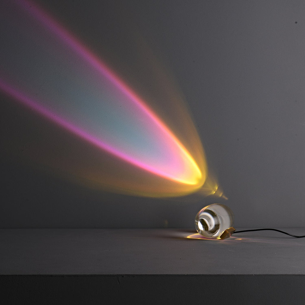 Ova | Crystal Glass Table Lamp, Oval Stone LED Accent Lamp, Sunset Projection Light for Bedroom
