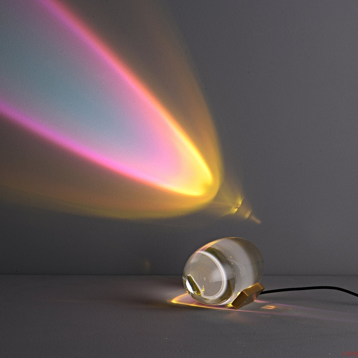 Ova | Crystal Glass Table Lamp, Oval Stone LED Accent Lamp, Sunset Projection Light for Bedroom