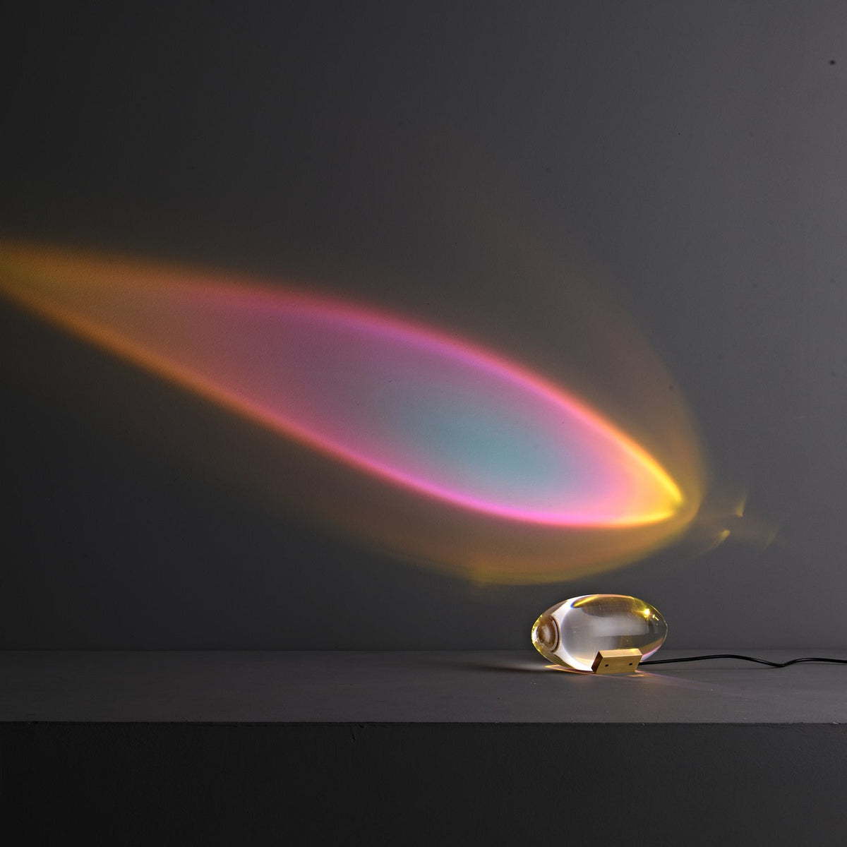 Ova | Crystal Glass Table Lamp, Oval Stone LED Accent Lamp, Sunset Projection Light for Bedroom