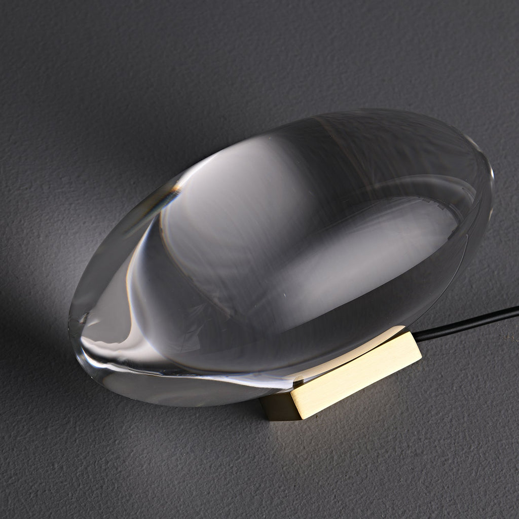 Ova | Crystal Glass Table Lamp, Oval Stone LED Accent Lamp, Sunset Projection Light for Bedroom