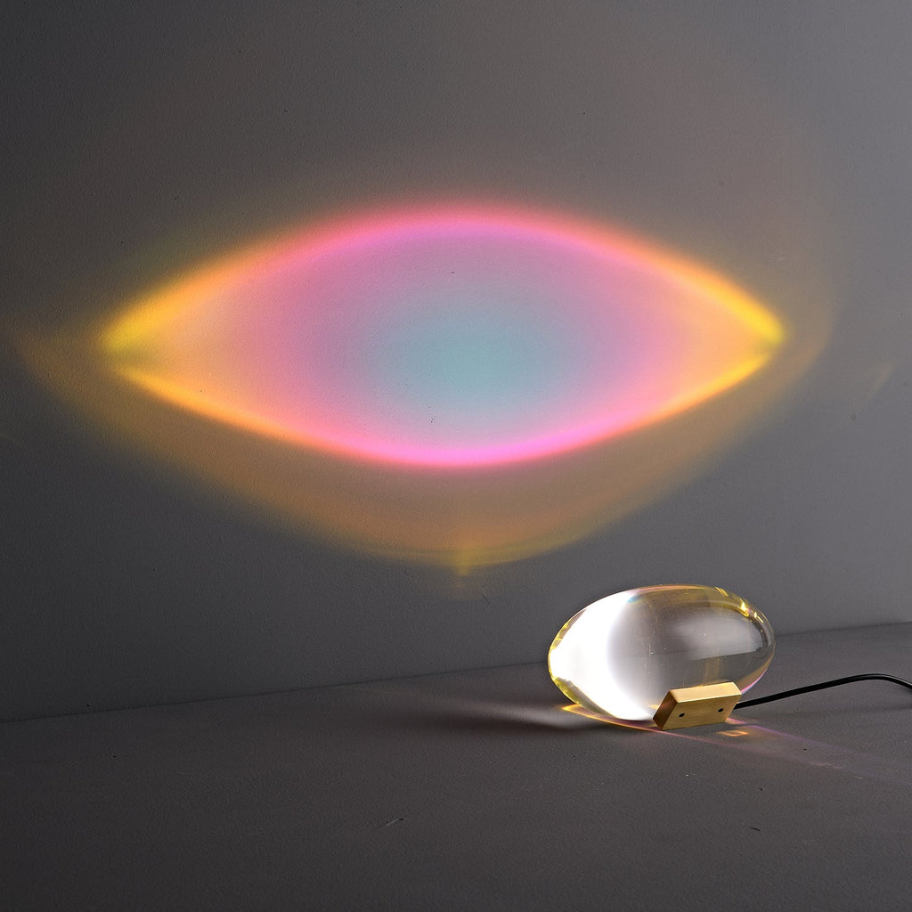 Ova | Crystal Glass Table Lamp, Oval Stone LED Accent Lamp, Sunset Projection Light for Bedroom