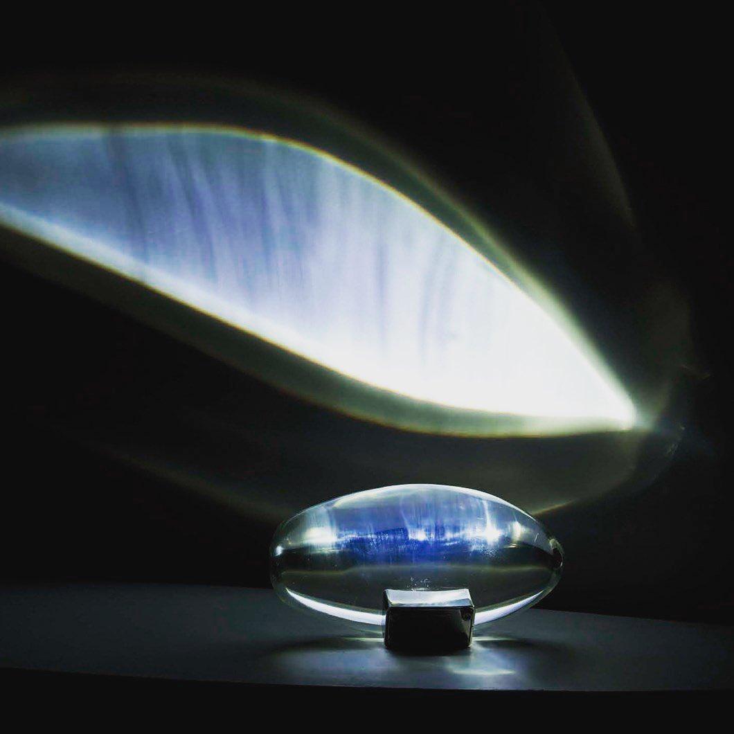 Ova | Crystal Glass Table Lamp, Oval Stone LED Accent Lamp, Sunset Projection Light for Bedroom