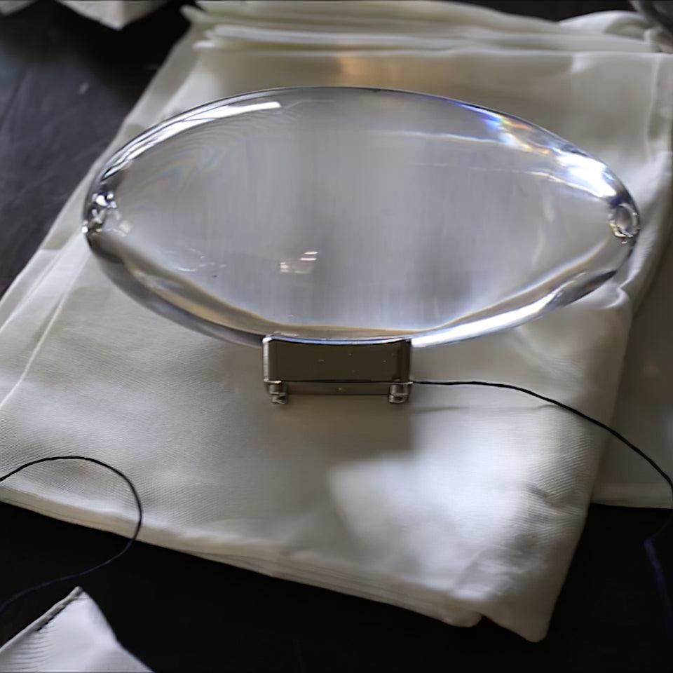 Ova | Crystal Glass Table Lamp, Oval Stone LED Accent Lamp, Sunset Projection Light for Bedroom
