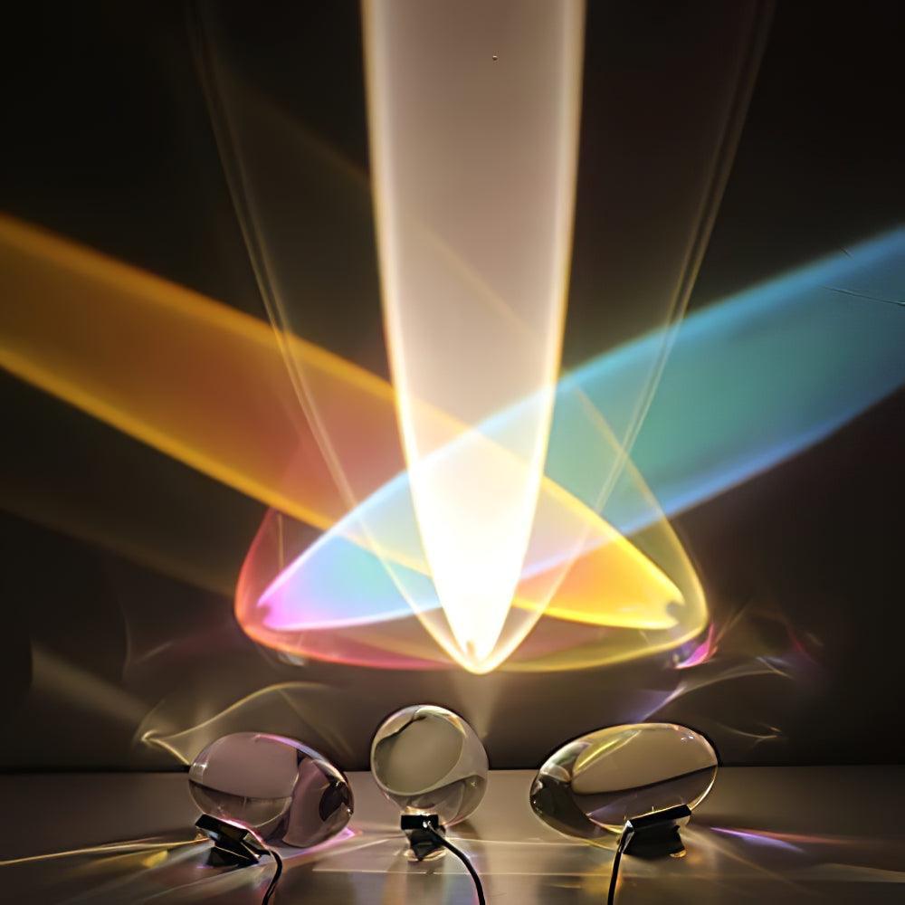 Ova | Crystal Glass Table Lamp, Oval Stone LED Accent Lamp, Sunset Projection Light for Bedroom