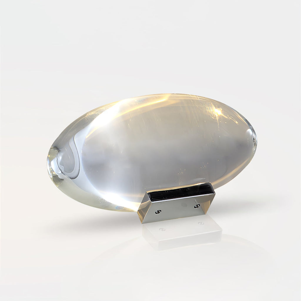 Ova | Crystal Glass Table Lamp, Oval Stone LED Accent Lamp, Sunset Projection Light for Bedroom